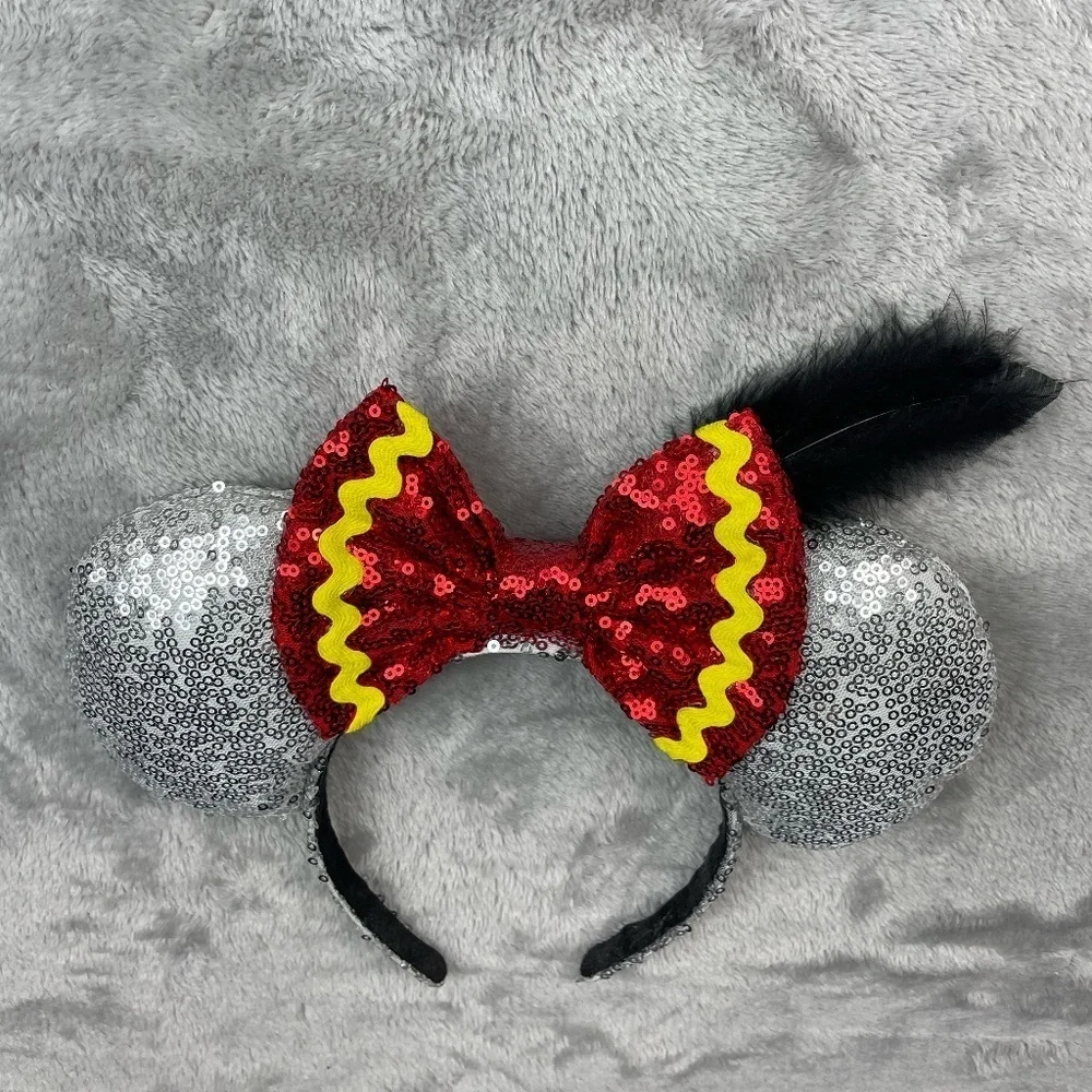 Disney Minnie Mouse Custom Made Sequins Ears Headband Adult Size